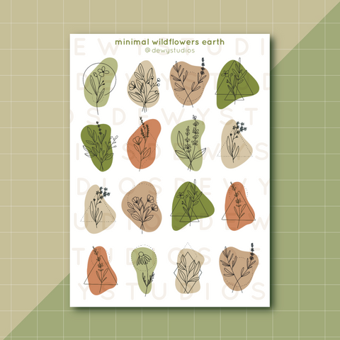 Minimal Wildflowers Earth - Sticker Sheet